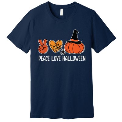 Peace Love Halloween Lazy Halloween Costume Cool Pumpkin Premium T-Shirt