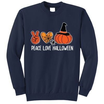 Peace Love Halloween Lazy Halloween Costume Cool Pumpkin Tall Sweatshirt