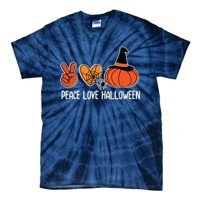 Peace Love Halloween Lazy Halloween Costume Cool Pumpkin Tie-Dye T-Shirt