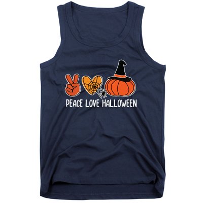 Peace Love Halloween Lazy Halloween Costume Cool Pumpkin Tank Top