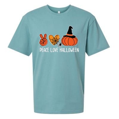 Peace Love Halloween Lazy Halloween Costume Cool Pumpkin Sueded Cloud Jersey T-Shirt