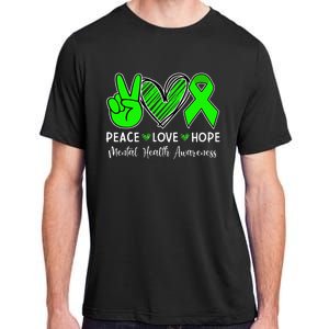 Peace Love Hope Mental Health Awareness Month Green Ribbon Adult ChromaSoft Performance T-Shirt