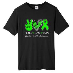 Peace Love Hope Mental Health Awareness Month Green Ribbon Tall Fusion ChromaSoft Performance T-Shirt