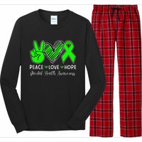 Peace Love Hope Mental Health Awareness Month Green Ribbon Long Sleeve Pajama Set