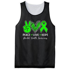 Peace Love Hope Mental Health Awareness Month Green Ribbon Mesh Reversible Basketball Jersey Tank