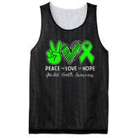 Peace Love Hope Mental Health Awareness Month Green Ribbon Mesh Reversible Basketball Jersey Tank