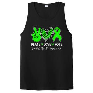 Peace Love Hope Mental Health Awareness Month Green Ribbon PosiCharge Competitor Tank