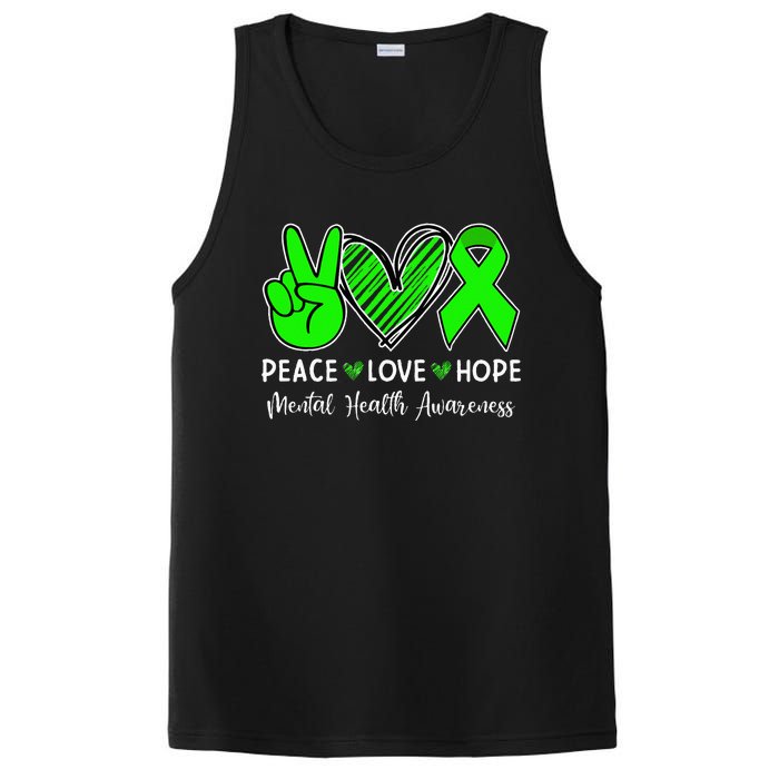 Peace Love Hope Mental Health Awareness Month Green Ribbon PosiCharge Competitor Tank