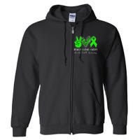 Peace Love Hope Mental Health Awareness Month Green Ribbon Full Zip Hoodie