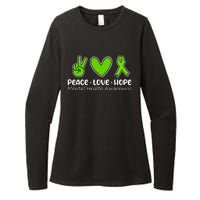 Peace Love Hope Mental Health Awareness Green Ribbon Funny Womens CVC Long Sleeve Shirt