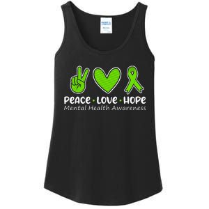 Peace Love Hope Mental Health Awareness Green Ribbon Funny Ladies Essential Tank