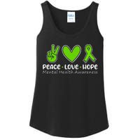 Peace Love Hope Mental Health Awareness Green Ribbon Funny Ladies Essential Tank