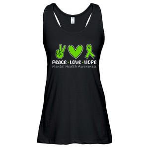 Peace Love Hope Mental Health Awareness Green Ribbon Funny Ladies Essential Flowy Tank