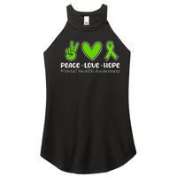 Peace Love Hope Mental Health Awareness Green Ribbon Funny Women's Perfect Tri Rocker Tank