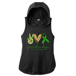 Peace Love Hope Mental Health Awareness Ladies PosiCharge Tri-Blend Wicking Draft Hoodie Tank