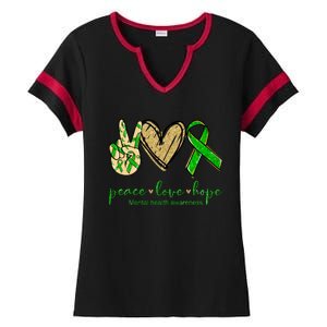 Peace Love Hope Mental Health Awareness Ladies Halftime Notch Neck Tee