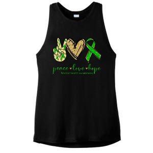 Peace Love Hope Mental Health Awareness Ladies PosiCharge Tri-Blend Wicking Tank