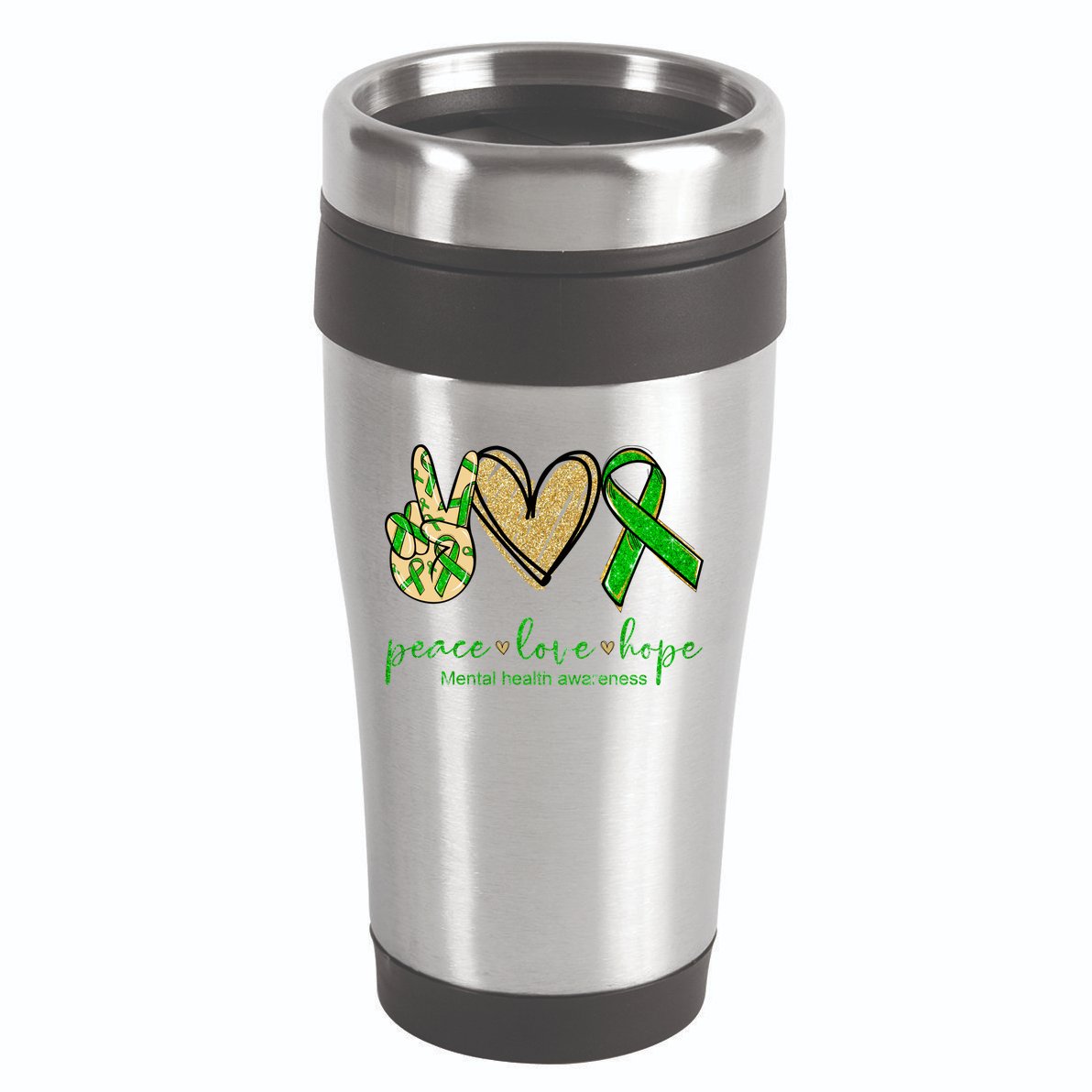 Peace Love Hope Mental Health Awareness 16oz Travel Tumbler