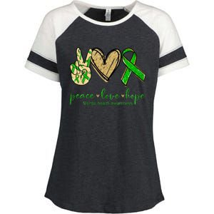 Peace Love Hope Mental Health Awareness Enza Ladies Jersey Colorblock Tee