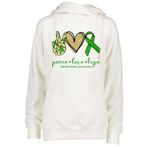 Peace Love Hope Mental Health Awareness Womens Funnel Neck Pullover Hood