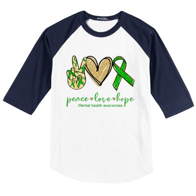 Peace Love Hope Mental Health Awareness Baseball Sleeve Shirt