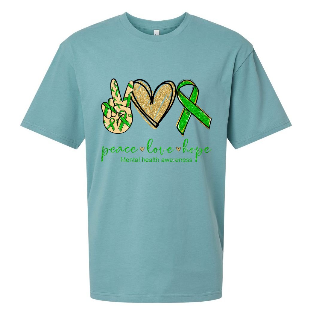 Peace Love Hope Mental Health Awareness Sueded Cloud Jersey T-Shirt