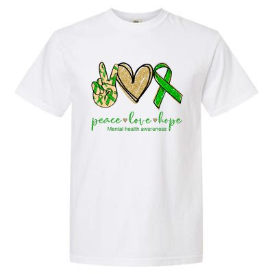 Peace Love Hope Mental Health Awareness Garment-Dyed Heavyweight T-Shirt