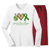 Peace Love Hope Mental Health Awareness Women's Long Sleeve Flannel Pajama Set 