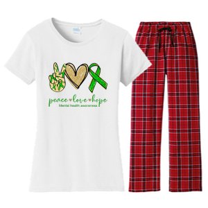 Peace Love Hope Mental Health Awareness Women's Flannel Pajama Set