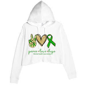 Peace Love Hope Mental Health Awareness Crop Fleece Hoodie