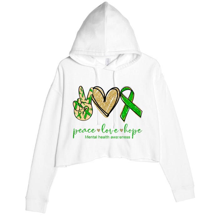 Peace Love Hope Mental Health Awareness Crop Fleece Hoodie