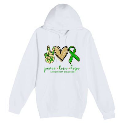 Peace Love Hope Mental Health Awareness Premium Pullover Hoodie