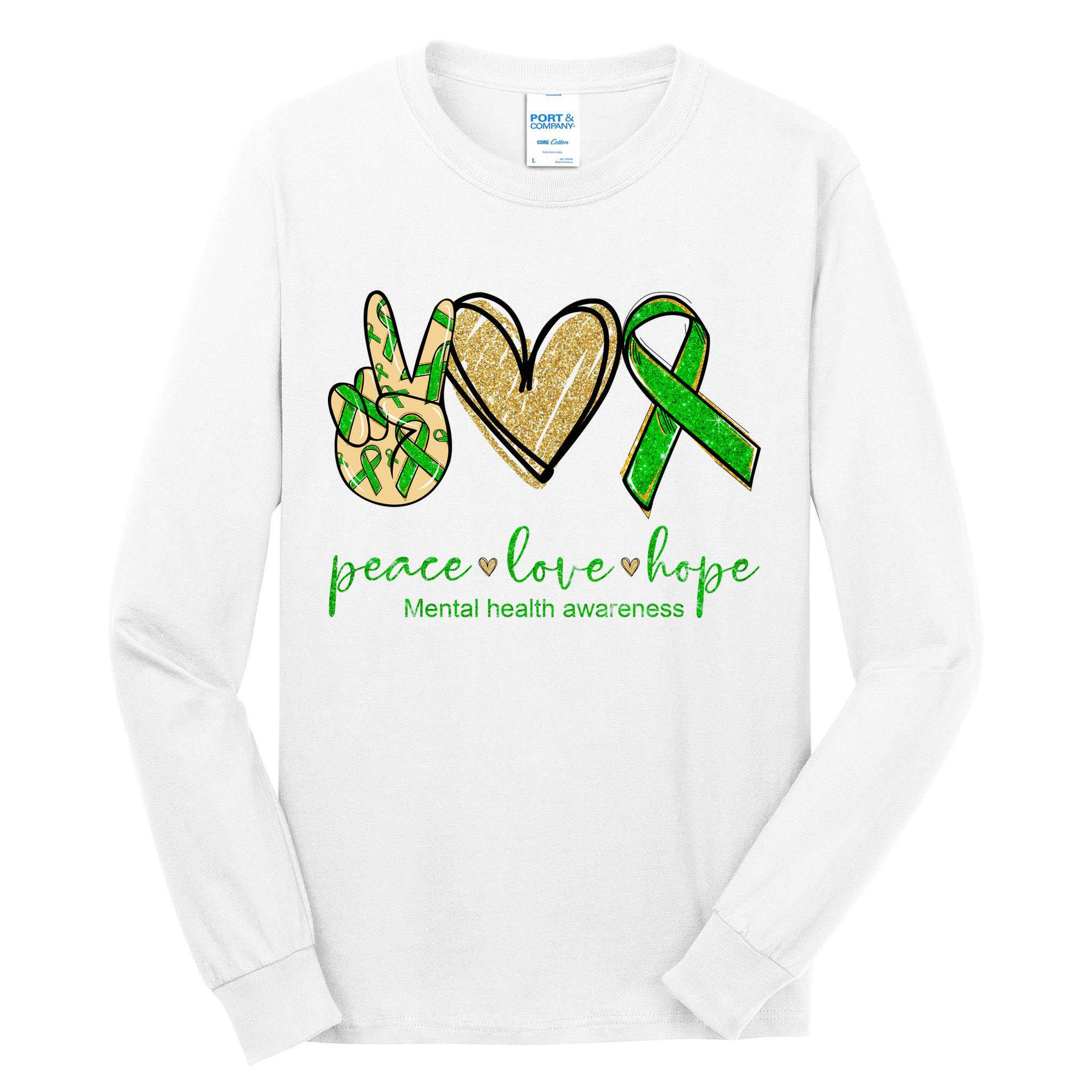 Peace Love Hope Mental Health Awareness Tall Long Sleeve T-Shirt