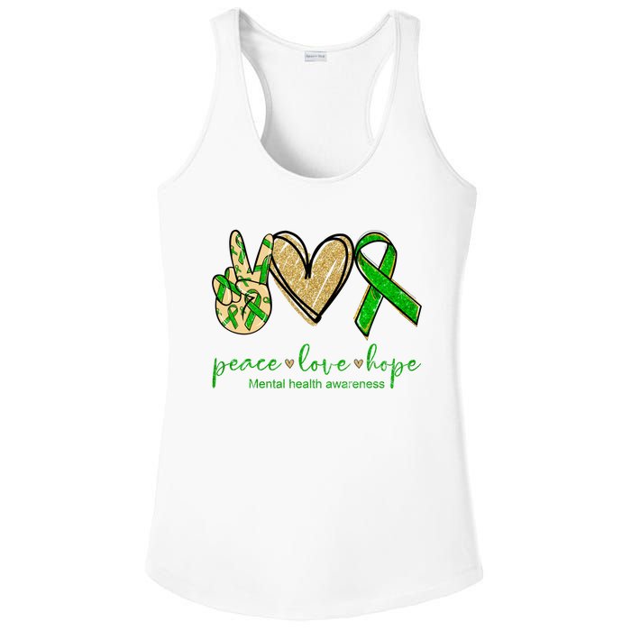 Peace Love Hope Mental Health Awareness Ladies PosiCharge Competitor Racerback Tank