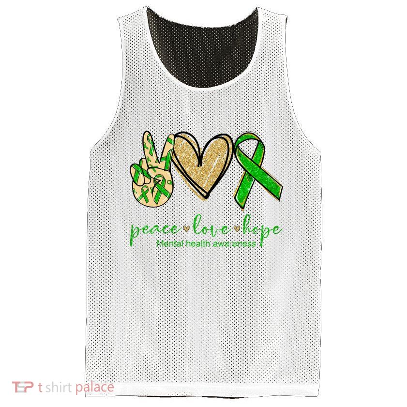 Peace Love Hope Mental Health Awareness Mesh Reversible Basketball Jersey Tank