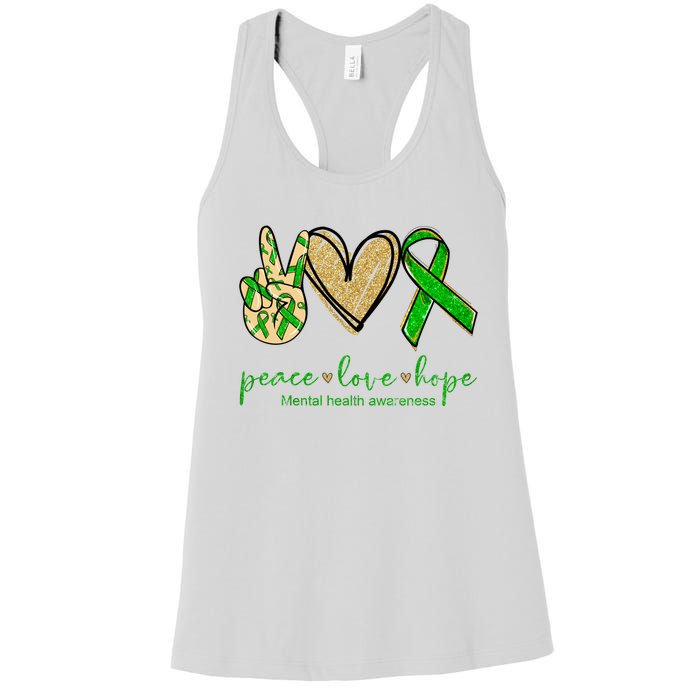 Peace Love Hope Mental Health Awareness Women's Racerback Tank