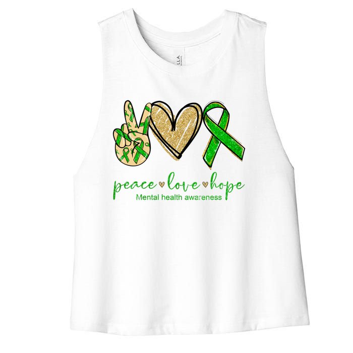 Peace Love Hope Mental Health Awareness Women's Racerback Cropped Tank