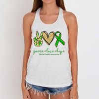 Peace Love Hope Mental Health Awareness Women's Knotted Racerback Tank