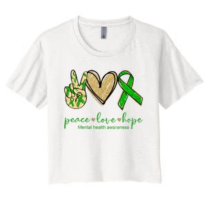 Peace Love Hope Mental Health Awareness Women's Crop Top Tee