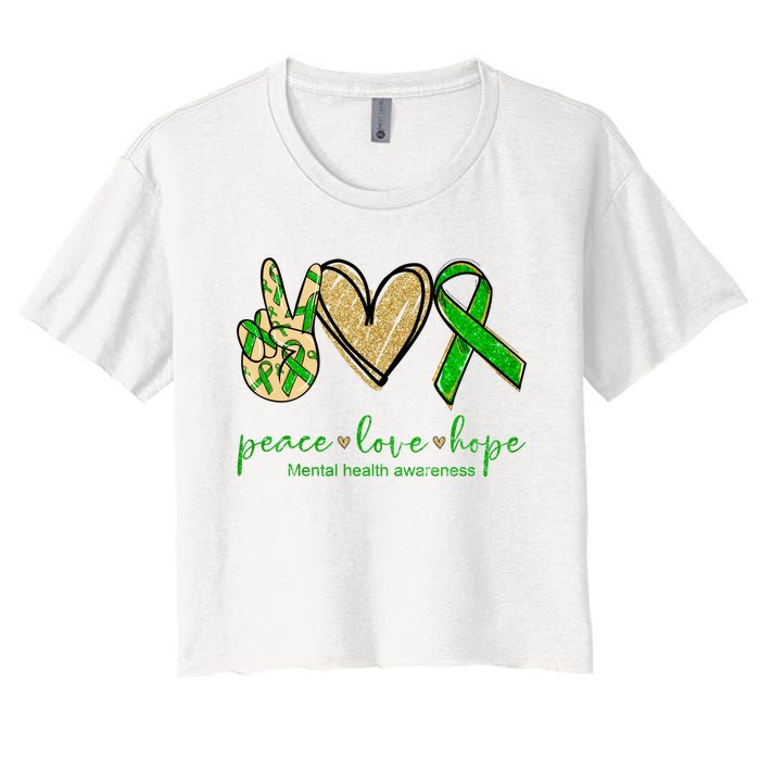 Peace Love Hope Mental Health Awareness Women's Crop Top Tee