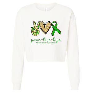 Peace Love Hope Mental Health Awareness Cropped Pullover Crew