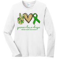 Peace Love Hope Mental Health Awareness Ladies Long Sleeve Shirt