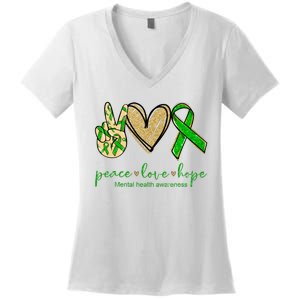 Peace Love Hope Mental Health Awareness Women's V-Neck T-Shirt