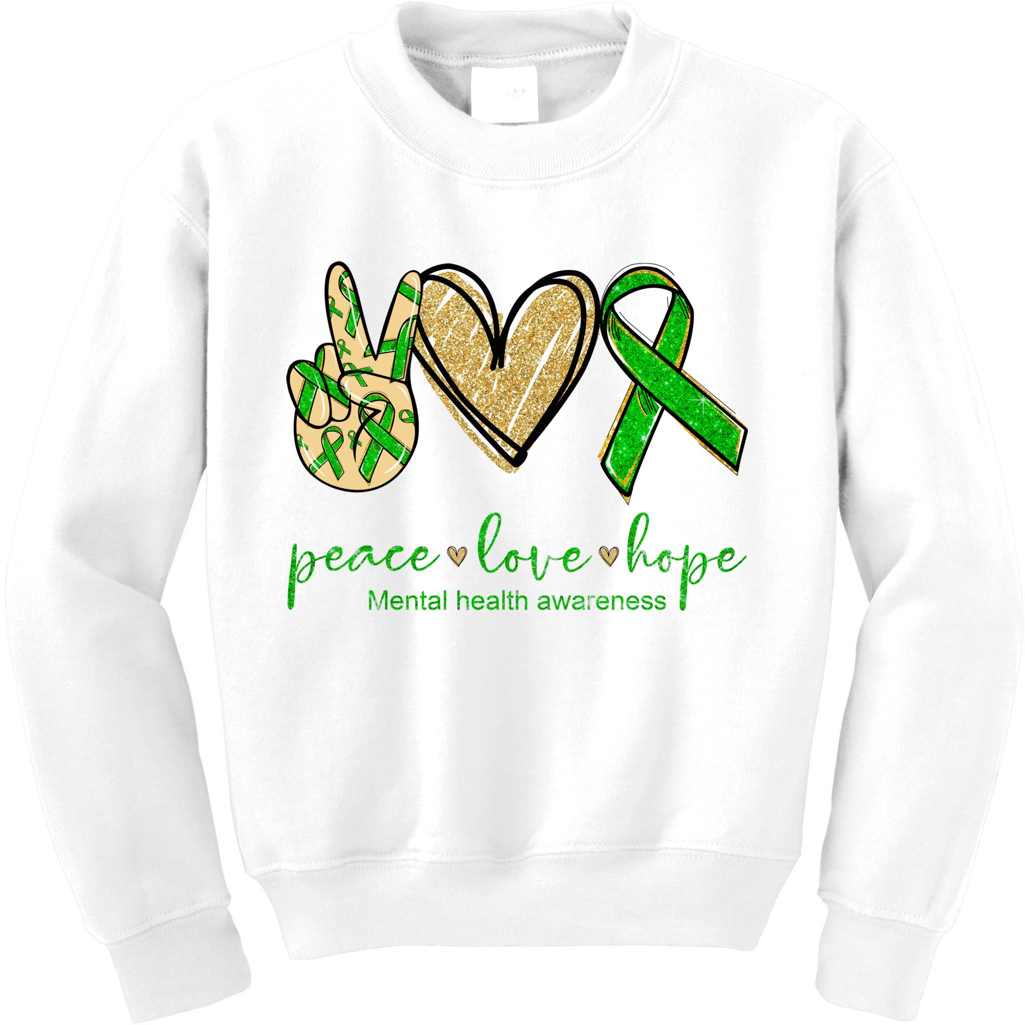Peace Love Hope Mental Health Awareness Kids Sweatshirt