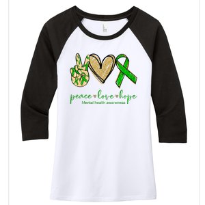 Peace Love Hope Mental Health Awareness Women's Tri-Blend 3/4-Sleeve Raglan Shirt