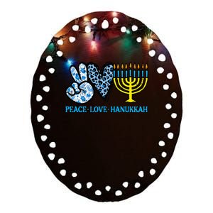 Peace Love Hanukkah Chanukah Menorah Jewish Ceramic Oval Ornament