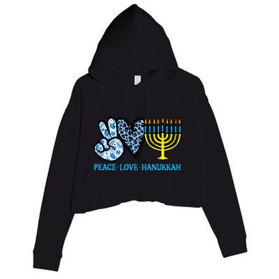 Peace Love Hanukkah Chanukah Menorah Jewish  Crop Fleece Hoodie