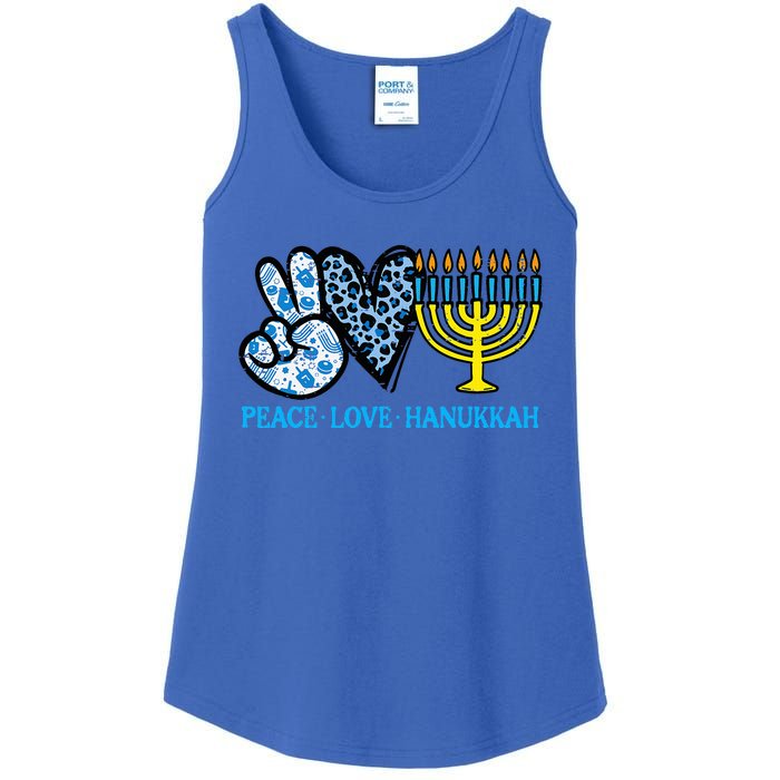 Peace Love Hanukkah Chanukah Menorah Jewish  Ladies Essential Tank