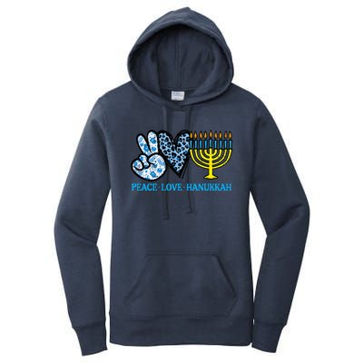 Peace Love Hanukkah Chanukah Menorah Jewish  Women's Pullover Hoodie