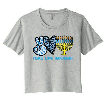 Peace Love Hanukkah Chanukah Menorah Jewish  Women's Crop Top Tee